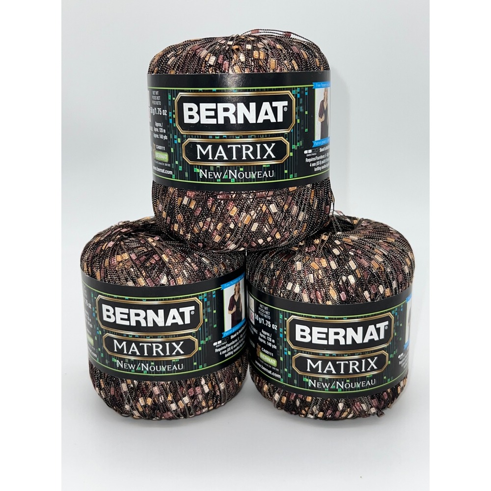 Bernat Matrix Yarn 3 Skeins Natural Network 02011 Bronze Gold Nylon Blend 1.75oz